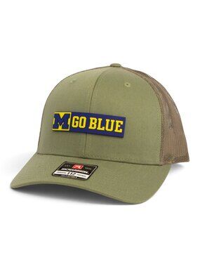 Michigan Wolverines GO BLUE 3D Snapback Trucker Hat- Loden